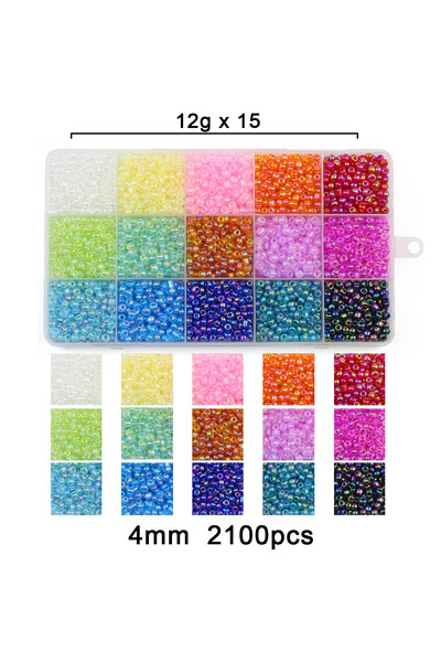 Choice7 مجموعة TH15 4 مم 2100 قطعة 15 شبكة صندوق 2 3 4 مم من خرز الدخن الزجاج...