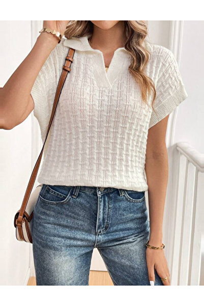 Sheya Shein short sleeve sweater, beige