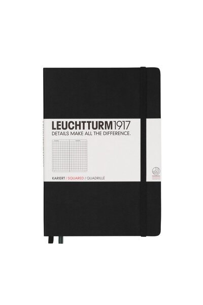 Leuchtturm1917 Caiet A5 cu copertă cartonată, negru, cu suport pentru bile