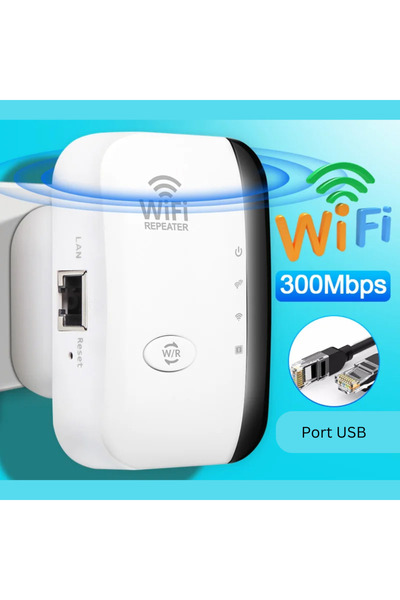 Sueva Wireless Signal Booster 2.4GHz 300Mbps, Extended Range 10m, LAN Slot, White