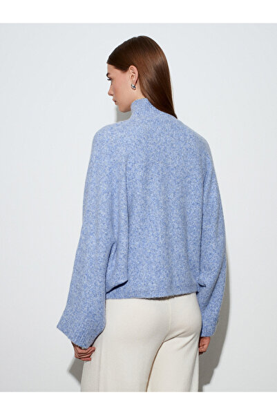 Dilvin 10817 Pulover din tricot cu mâneci liliac din amestec de lână - Indigo M.