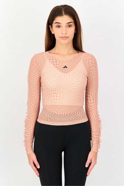 adidas بلوزة يوغا رياضية نسائية بأكمام طويلة، متعددة الألوان