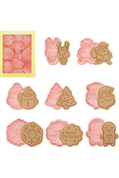 DELPI Set de 8 forme de biscuiți de Crăciun cu ștampilă, roz deschis