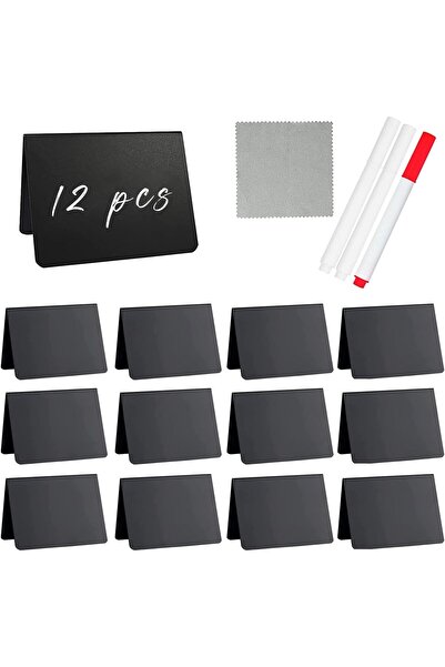 JZS لافتات طعام صغيرة على شكل حرف V مع قلمين أبيضين، وقلم أحمر، وقطعة قماش للتنظيف، عبوة