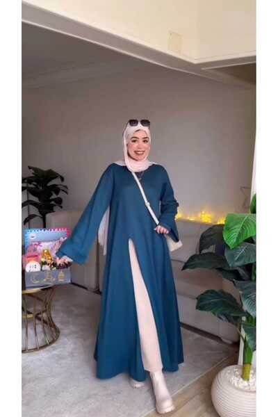 angelfashhion ✨Ribbed Two-Tone Modest Maxi Dress – Stylish & Comfortable✨