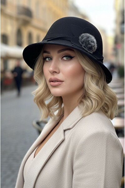 sf collection Women's Vintage Flared Cloche Felt Hat