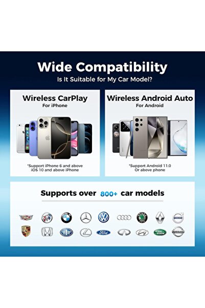 kingone محول لاسلكي 2 في 1 لـ CarPlay و Android Auto