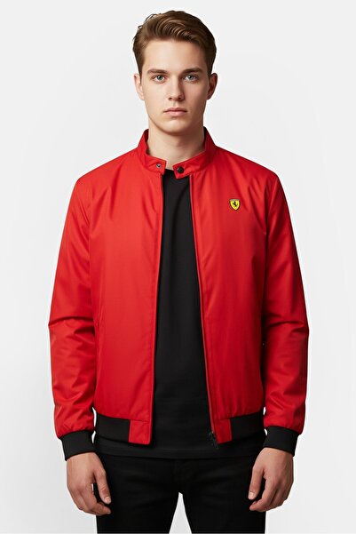 Scuderia Ferrari Men Sportswear Fit Long Sleeve Brand Logo Outdoor Jacket, Red