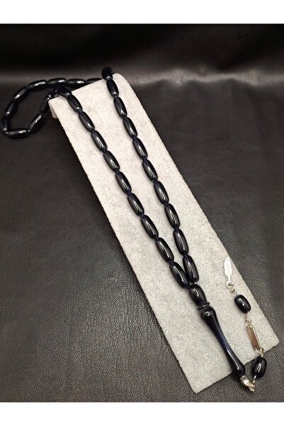 Han Ticarethane İnce Uzun Kapsül Kesim Siyah Renk Toz Kehribar Tesbih