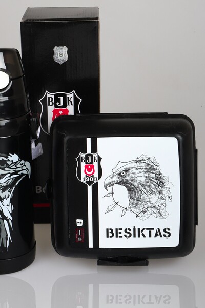 Beşiktaş Dekomus Pocket Notebook with Gift Licensed 500 ml Steel Bottle and Lunch Box Set Eagle