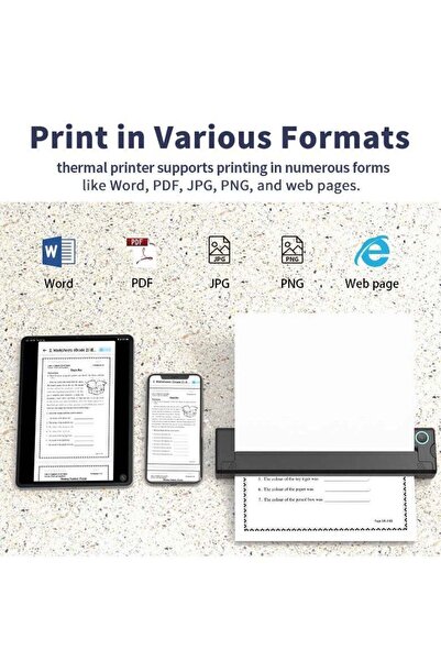 Generic طابعة X8 المحمولة الحرارية بدون حبر A4 بتقنية البلوتوث (200 نقطة في البوصة)