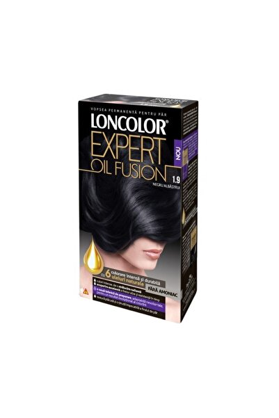 Loncolor Expert Vopsea de Par Permanenta Oil Fusion 1.9 Negru Albastrui, 100 ml