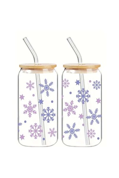OEM Set of 2 glasses with straws, Christmas pattern, 2x500ml, ideal for a special gift