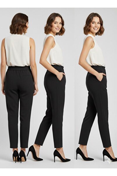 AYHAN Παντελόνι ψηλόμεσο με ελαστική μέση και πλαϊνές τσέπες