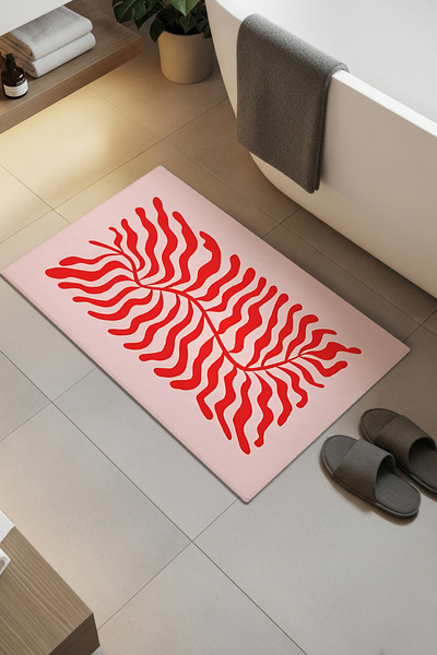 Etnik Dekor مجموعة سجادة حمام مكونة من قطعتين بطباعة رقمية بنمط عصري باللون ا...