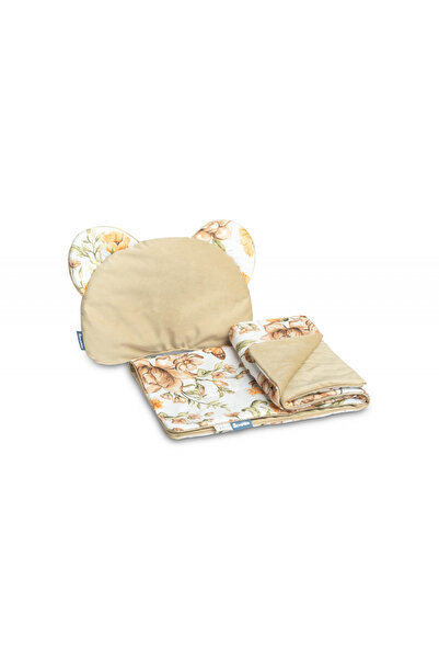 Sensillo Teddy Square Beige double-sided pillow and quilt set for stroller/pram/baby bed
