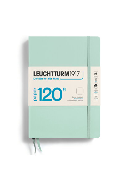 Leuchtturm1917 Caiet A5 simplu 120g cu copertă cartonată verde mentă, suport ...