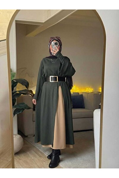 angelfashhion ✨Ribbed Two-Tone Modest Maxi Dress – Stylish & Comfortable✨