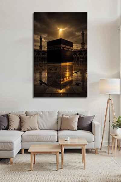 B&G DESIGN Mekke Kabe Manzarası Modern İslami Dekoratif Cam Tablo
