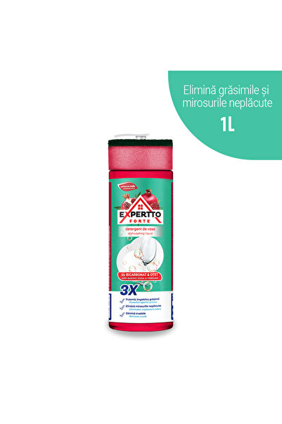 Expertto Detergent vase Forte cu bicarbonat si otet, parfum de rodie, 1L