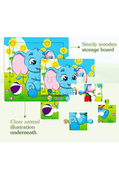X SPRING Wooden Jigsaw Puzzle 6-Pack, 9-Piece Baby Animals, Educational Toy for Ages 2-4