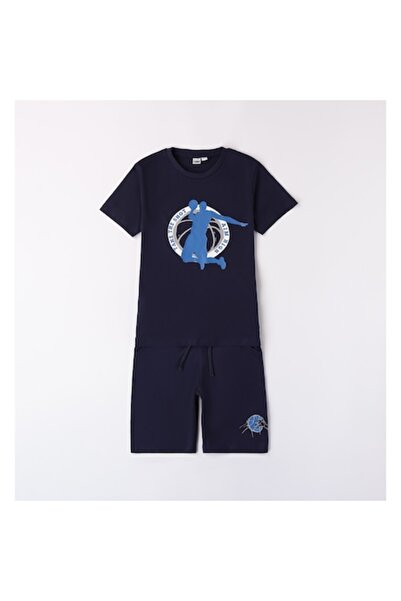 İDO I Do boys' printed t-shirt and shorts set, 4.8226, Navy, 140-152 cm