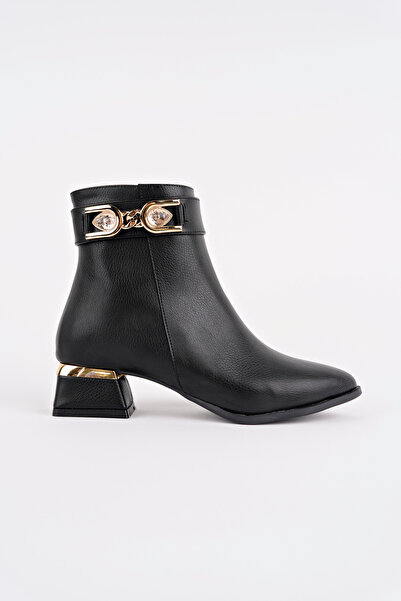 Madam Tarz Bln-712 Low Heel Boots with Stone Buckle