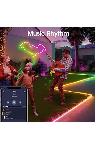 Generic DC5V 5M Smart Neon LED Strip Light | RGBIC Waterproof, Music Sync, Bluetooth & App Controlle