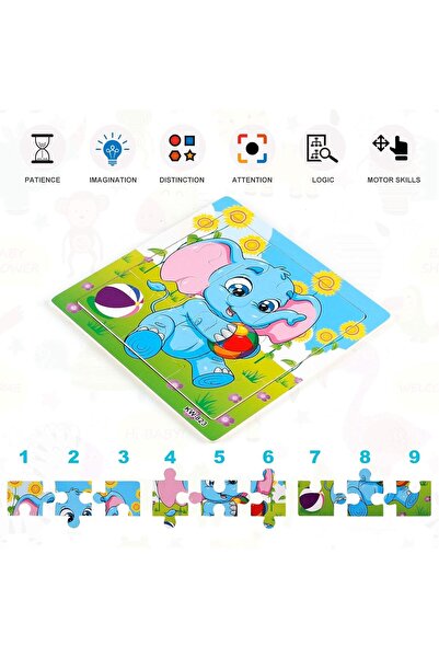 X SPRING Wooden Jigsaw Puzzle 6-Pack, 9-Piece Baby Animals, Educational Toy for Ages 2-4
