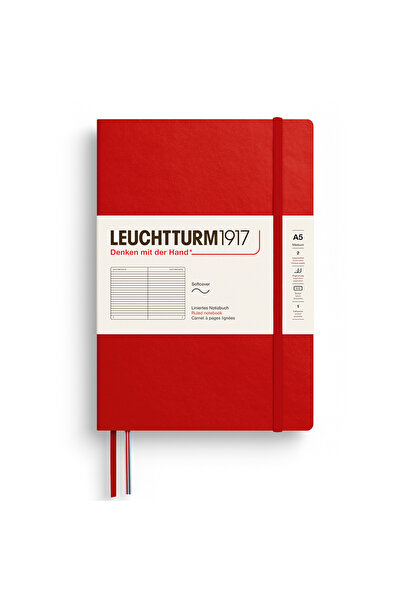 Leuchtturm1917 Caiet A5 cu copertă moale, roșu cireș, cu linie, tip ciocan