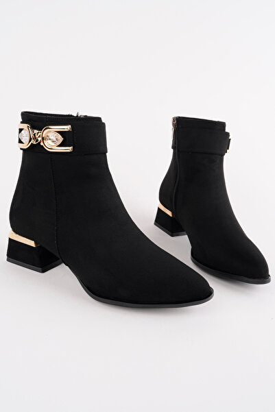 Madam Tarz Bln-712 Low Heel Boots with Stone Buckle