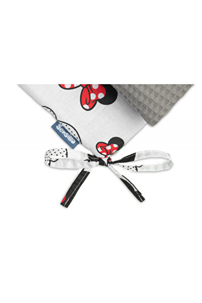 Sensillo Waffle Mice Grey Crib Bumper 180x30cm with two cotton sides, anti-pilling filling