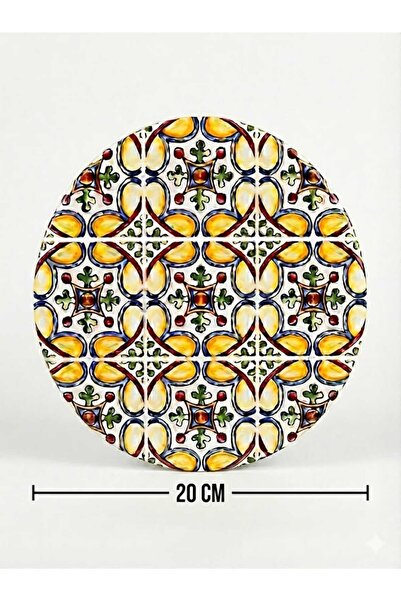 Generic Round Ceramic Stand with Cork Base, 20 cm, Multicolor