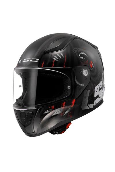 LS2 Rapid 2 Clawn Motosiklet Kask Mat Siyah Gri Kırmızı