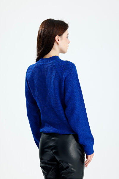 Figo guler rotund Pulover pentru femei cu detaliu pe mâneci