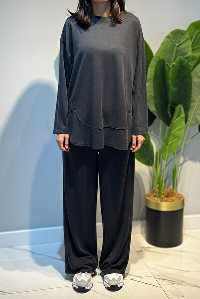 Lale Butik Tunic Trouser Set 3136 Anthracite