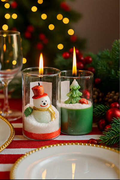 Lotusorium Yeni yıl mumu, Yılbaşı mumları, Kokulu hediyelik 2li mum, Bambu ca...