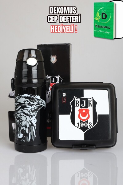 Beşiktaş Dekomus Pocket Notebook with Gift Licensed 500 ml Steel Bottle and Lunch Box Set 1903