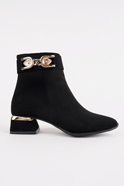 Madam Tarz Bln-712 Low Heel Boots with Stone Buckle