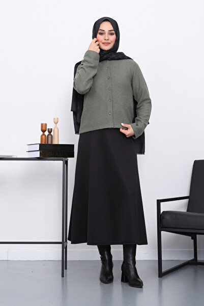 İmajButik Χακί ζακέτα με υφή με κουμπιά