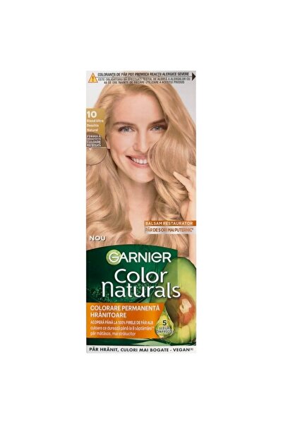 Garnier Set of 3 x Color Naturals Permanent Hair Dye 10 Ultra Light Blonde, 110 ml