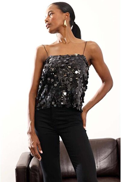 Pulli Collection Kadın Askılı Pullu Bluz