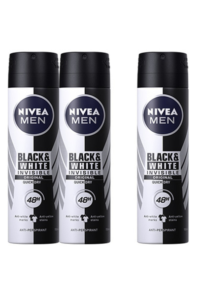 Nivea Men Deodorant spray Invisible for Black & White Power, 3 x 150 ml