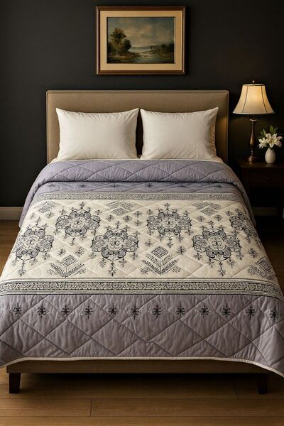 Bizdenuygunuyok Double Silicone Quilt 195X215– Lightweight, Soft, Patterned, ...