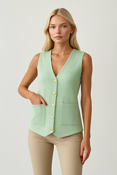 OYERGA MODA Women's Stylish Mint Green Vest
