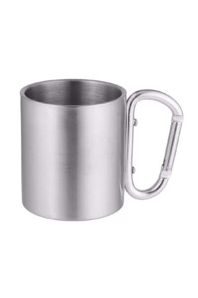 CAMPOUT Double Layered Carabiner Camping Cup – Stainless Steel, 300 ml