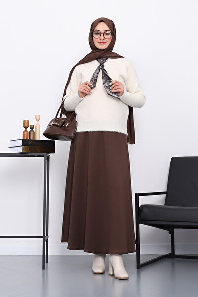 İmajButik Πουλόβερ Angora με λεπτομέρεια από κρεμ φουλάρι