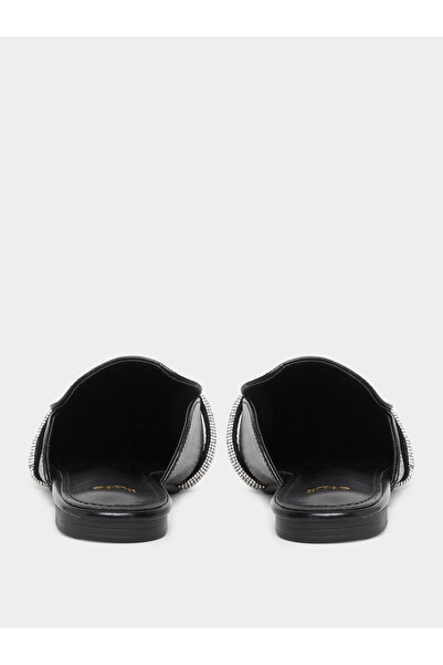 Styli Black Rhinestone Detail Flat Mules