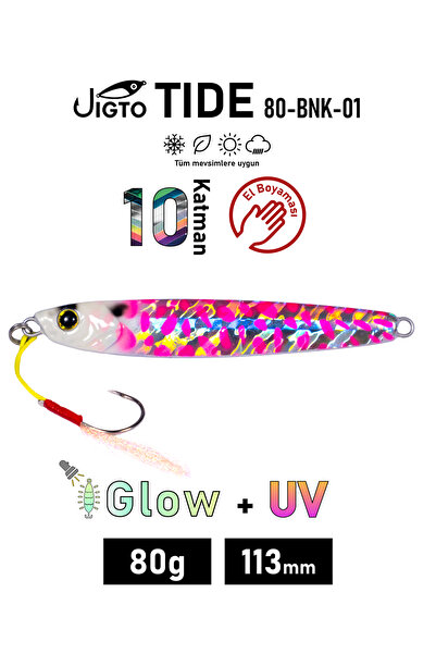 JIGTO Jig, Zoka, Suni Yem, Glow UV Metal Jig, 80Gr 11cm Tide 80-BNK-01