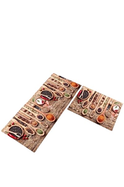 Sanlux Set of 2 Kitchen Rugs, Spice Spoons Print, Non-Slip, 50x60cm, 50x120cm...